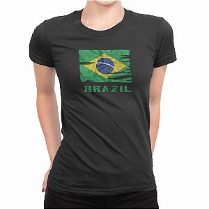 Camiseta Brazil Feminina Aliança Militar - Preta