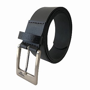 Cinto de Couro Legítimo com Fivela Prateada Rapina - Preto