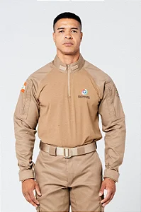 Camisa Combat Militar Unissex Caqui (2 Bolsos) - PMSC