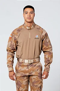 Camisa Combat Militar Unissex CAMUFLADA PPT Caqui (2 Bolsos) - PMSC