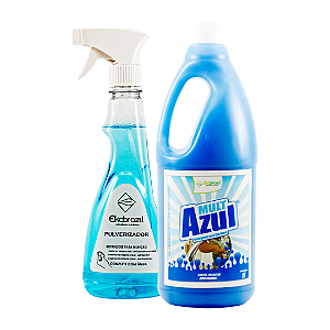 Kit Detergente Multiuso Ecológico Concentrado Mult Azul sem Fragrância Ekobrazil 1L (RENDE ATÉ 100L) c/ Pulverizador 500ml