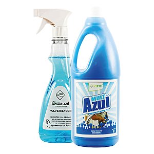 Detergente Multiuso Ecológico Concentrado Sem Fragância Mult Azul Ekobrazil 1L + Pulverizador