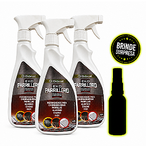 Desengordurante Biodegradável pH Neutro EkoParrillero 500ml para Grelhas, Churrasqueiras, Parrillas, Chapas, Inox - 3 Unidades + 1 Amostra 35ml