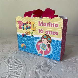 Sacola personalizada pool party rosa