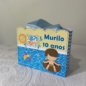 Sacola personalizada pool party azul