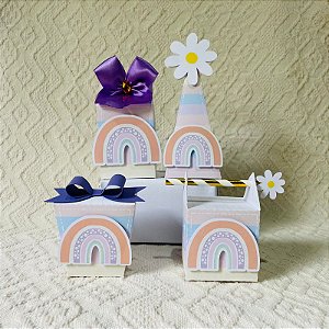 Kit festa arco iris boho e margaridas