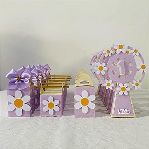 Kit festa margaridas Lilás e amarelo