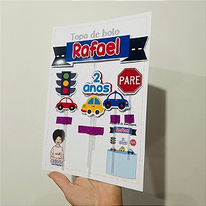 Topo de bolo carrinhos personalizado