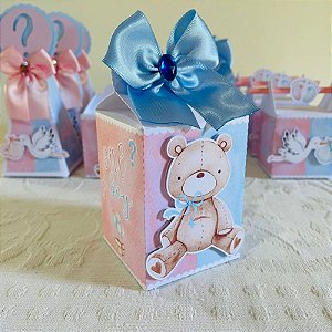 Caixa milk cha revelação azul e rosa