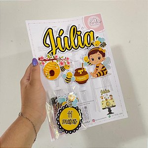 Topo de bolo abelhinha personalizado