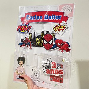 Topo de bolo homem aranha personalizado