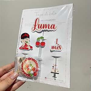 Topo de bolo cerejinha - bolo 10cm