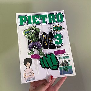 Topo de bolo hulk personalizado