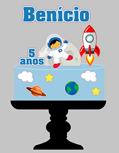 Topo de bolo astronauta personalizado