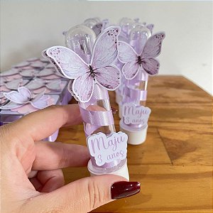 Tubetes acrílicos borboletas lilás