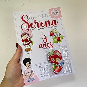 Topo de bolo moranguinho anos 80 personalizado