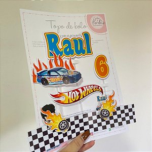 Topo de bolo Hotwheels personalizado