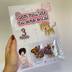 Topo de bolo onça personalizado