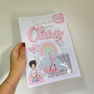 Topo de bolo arco iris personalizado