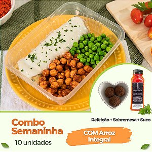 COMBO SEMANINHA - Suco + Sobremesa + Marmitas COM Arroz Integral (10 UN)