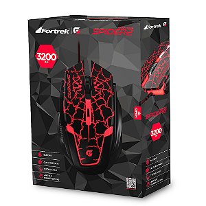 Mouse Gamer Fortrek Spider 2 OM705 3200 Dpi Preto/Vermelho