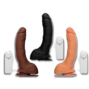 Prótese Bengala com escroto, ventosa e vibro 21cm X 5,5cm