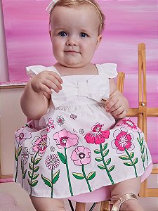 Vestido Off de Flores Com Laço C1843 Momi Baby