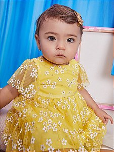 Vestido Tule Margaridas Amarelas C1869 Momi Baby