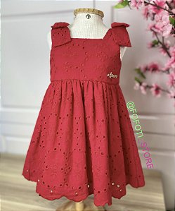 Vestido em Laise Vermelha Animê Baby L2123