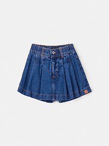 Short Saia Infantil Jeans com Pregas Animê P5488
