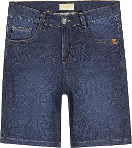 Bermuda Jeans Com Elastano Bordado Logo Menino Charpey