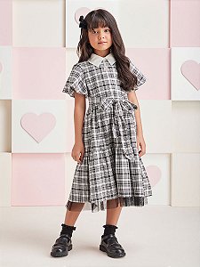 Vestido Maravilhoso Xadrez Com Laço Momi H4968