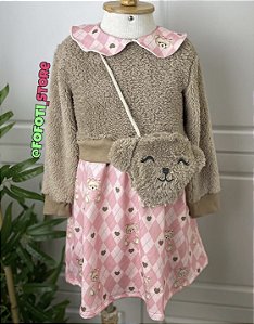 Vestido Pelo Carneirinho Molecotton. Acompanha Bolsa Pelo 71825 Kukiê