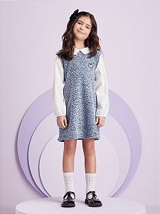Vestido de Tweed Com Gola Momi Azul Celeste H4967