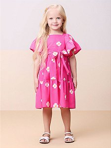 Vestido Rosa Bordados Flores Momi Mini J5901