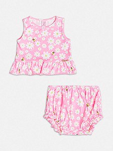 Conjunto Blusa e Shorts Neon Floral Momi Baby C2285