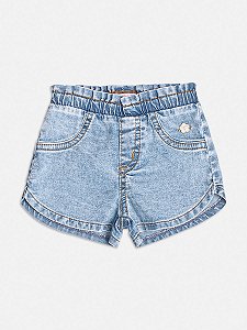 Short Jeans Com Plaquinha de Flor Momi Baby C2264