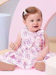 Vestido com Bordado Floral Momi Baby C2197