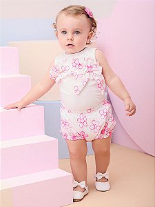 Conjunto com Babado e Bordado Floral Momi Baby C2296