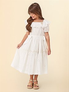 Vestido Off White de Laise Bordado Animê N4279