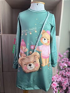 Vestido em Malha Textura (acompanha Bolsa) 89245 Kukiê Infantil Menina