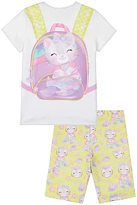 Conjunto infantil kukiê gatinho de Blusa Alongada em Malha Power e Biker 83793