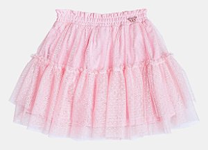 Saia de Tule Poá com Babados Rosa Momi H5892