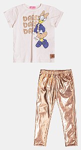 Conjunto Daisy Duck Legging Dourada J6239