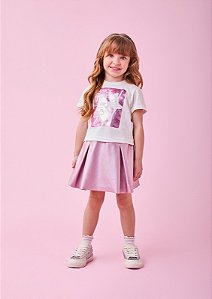Conjunto Bailarina Com Short Saia Rosa Metalizada Momi J6484