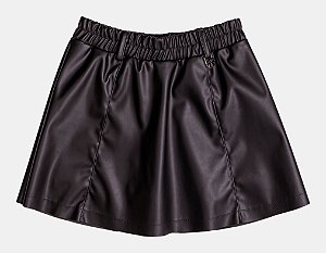 Saia de Couro Preta Com Pingente Momi H5894