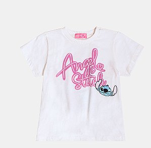 Blusa MC Stitch e Angel Abraço Com Patch Momi J6148