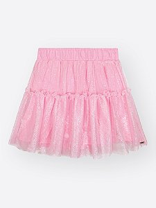 Saia-Short Infantil Menina em Tule Rosa Iogurte Cinti 12840