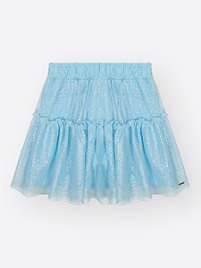 Saia-Short Infantil Menina em Tule Azul Porcelana Cinti 12840
