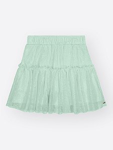 Saia-Short Infantil Menina em Tule Verde Cidra Cinti 12840